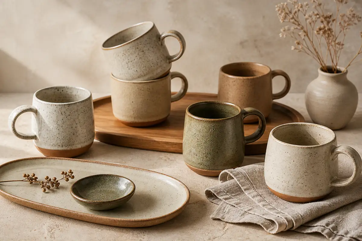 Hand-thrown ceramics with natural glaze.